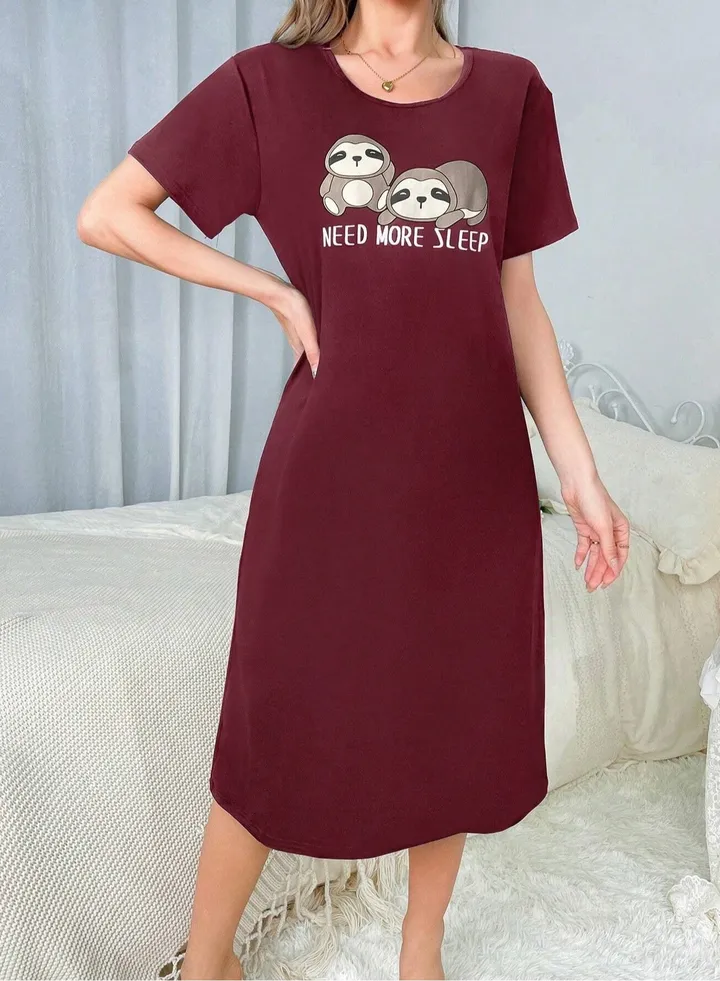 Mesery Sleepshirt Cotton Short Sleeves Printed