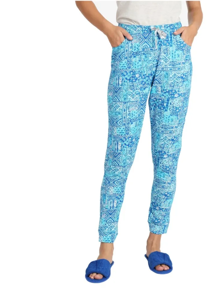 Mid-Rise Casual Pyjama Bottoms Blue/White