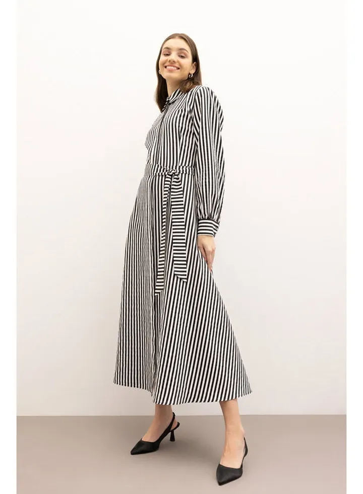 Woman Shirt Neck Long Sleeve Long Sleeve Woven Dress