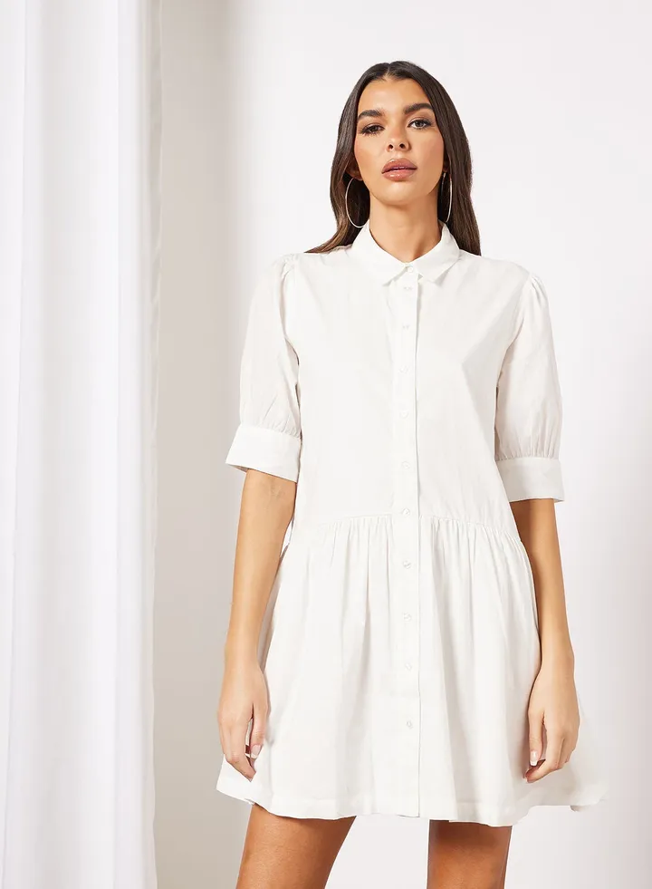 Solid Shirt Dress