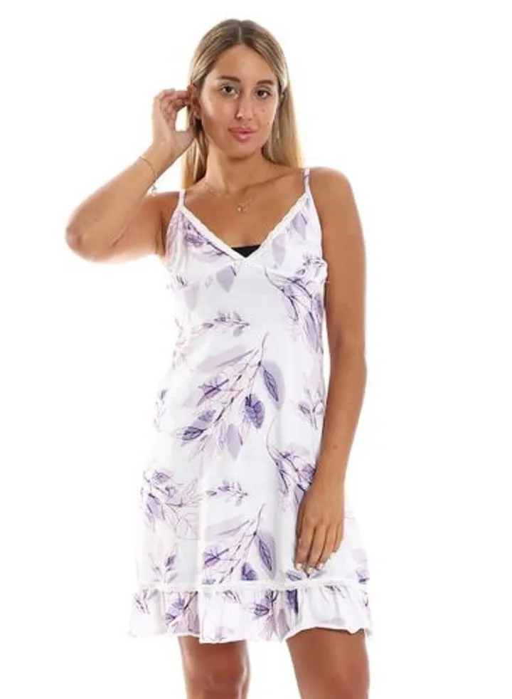 Red Cotton- woman's summer Short Nightgown comfy-purple