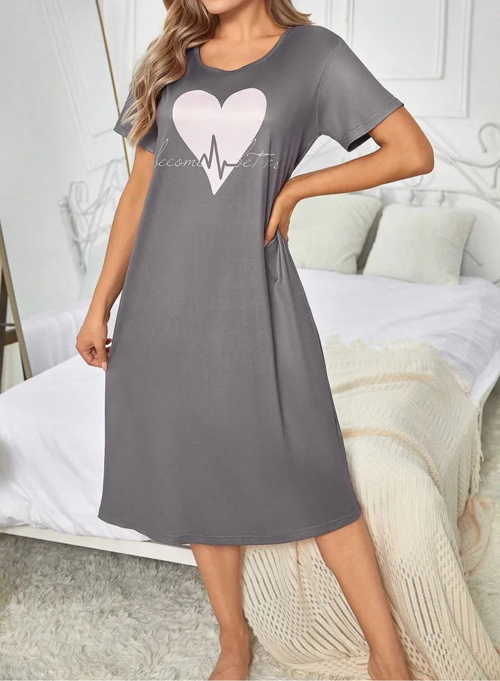 Mesery Sleepshirt Cotton Half Sleeves Printed
