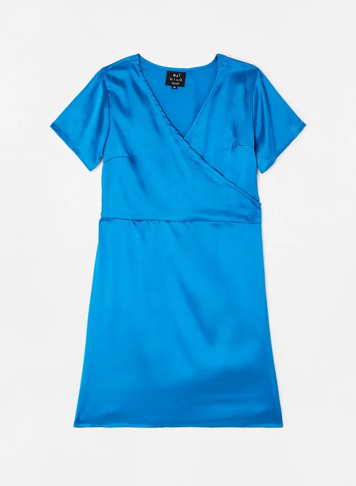 Casual Tie Waist Midi Dress Blue