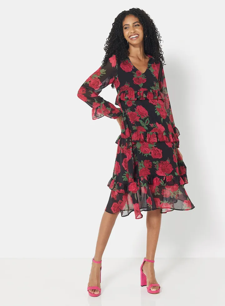 Floral Dress Black