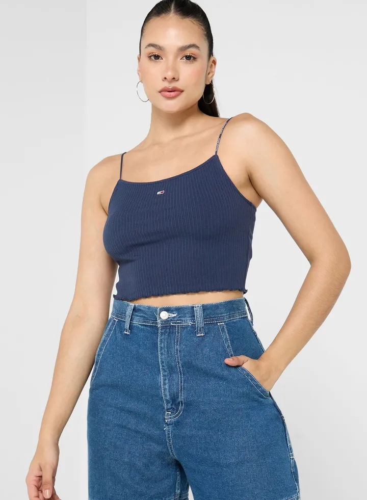 Strappy Ribbed Knitted Top
