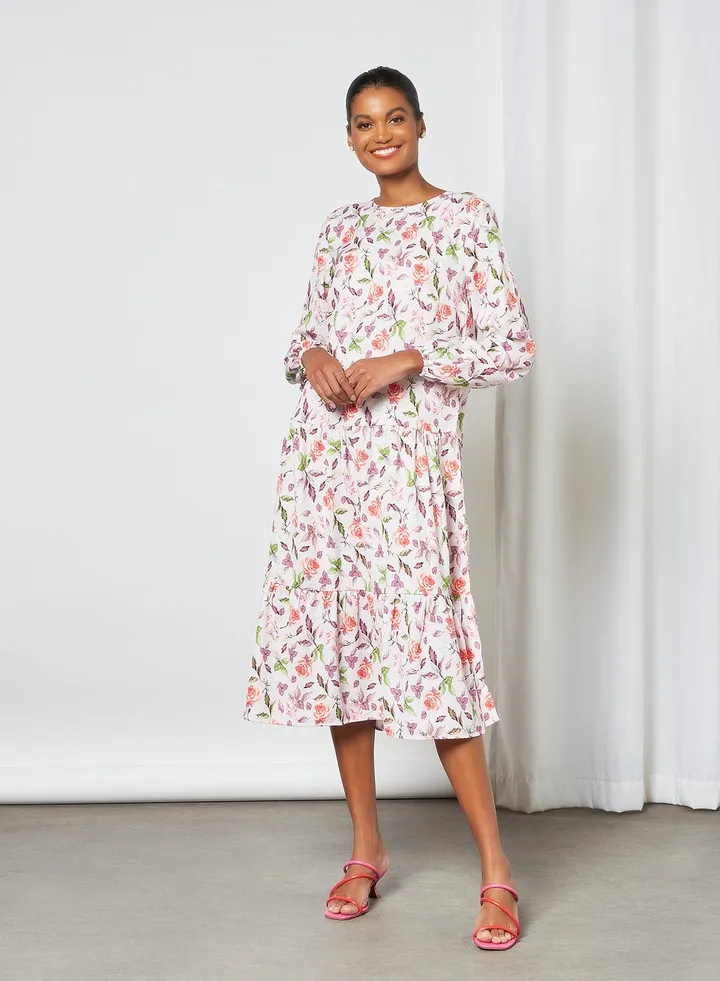 Floral Print Dress White