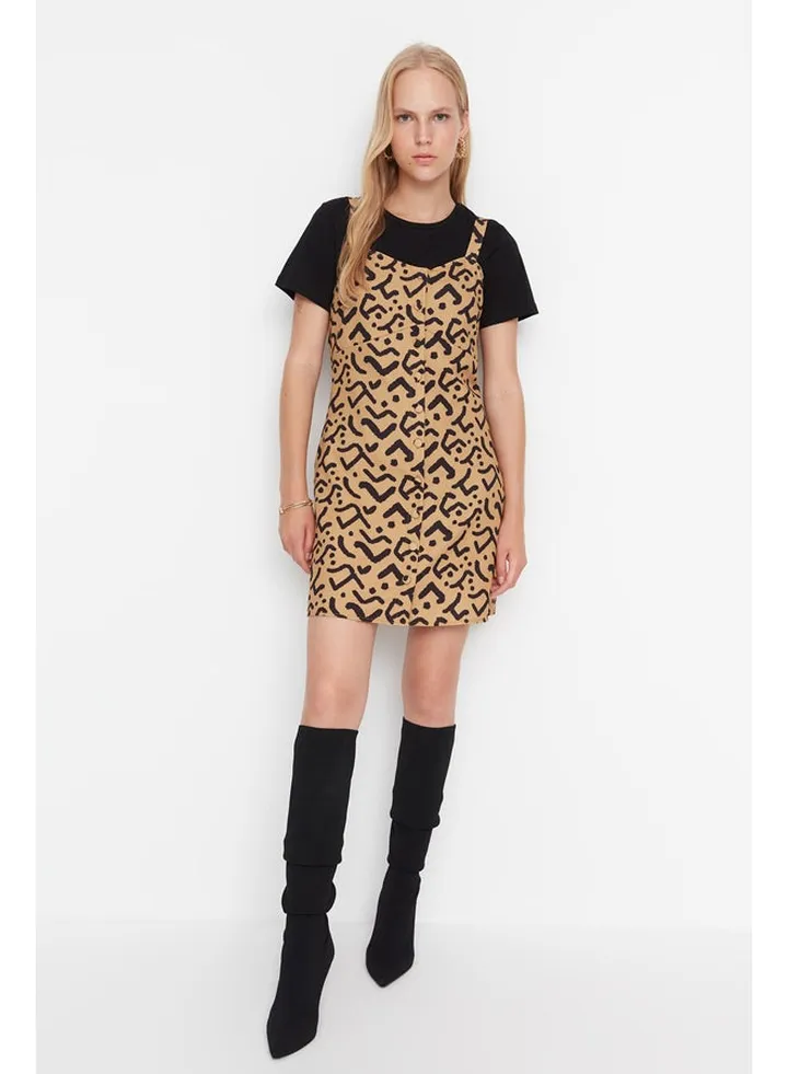 Weave Camel Patterned Gilet Dress TWOAW23EL00492