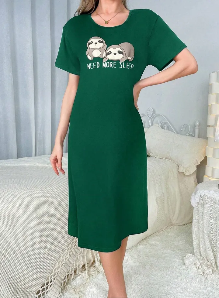 Mesery Sleepshirt Cotton Half Sleeves Printed