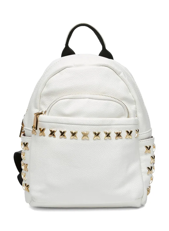Faux Leather Fashion Backpack White
