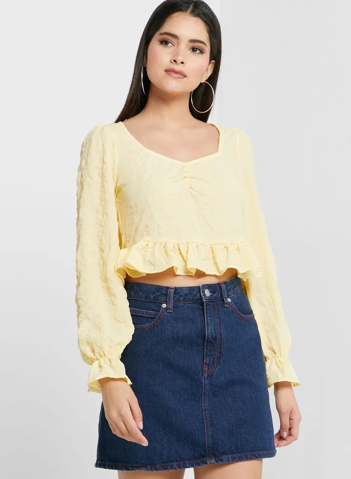 Balloon Sleeve Knitted Top