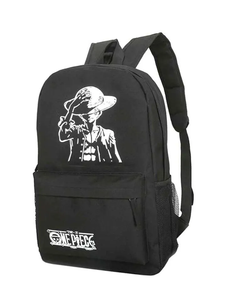3-Piece Cartoon Printed Bagpack Set Black/White