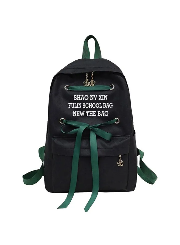 Letter Print Flower Shape Backpack Black