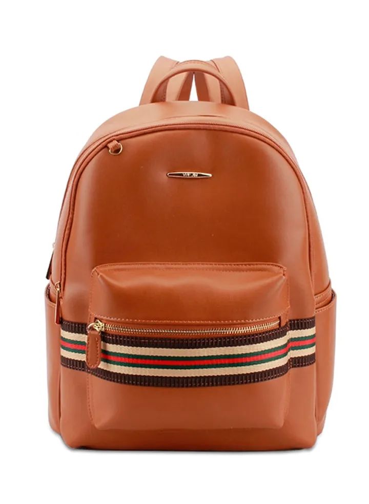 Faux Leather Fashion Backpack Brown
