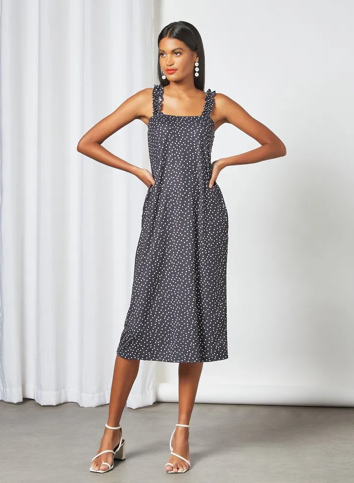 Polka Dot Dress Navy