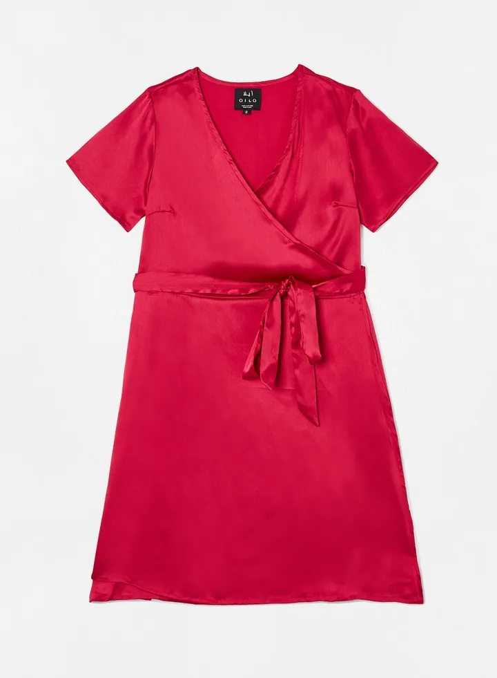 Casual Tie Waist Midi Dress Purple