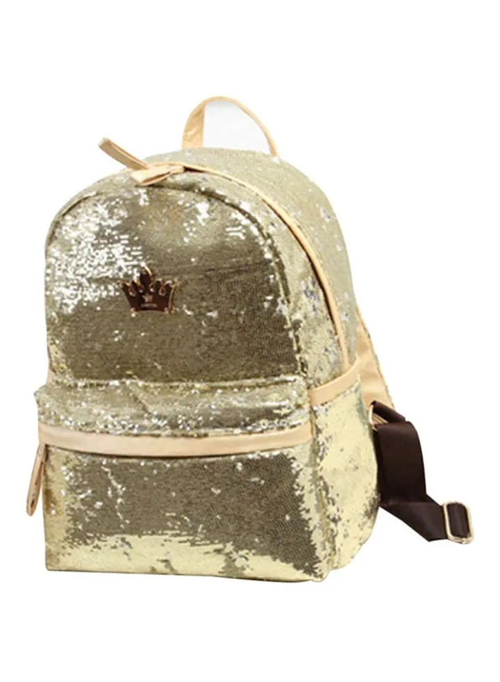Sequin Pattern Backpack Gold