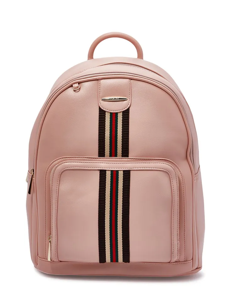 Casual Striped Backpack Pink