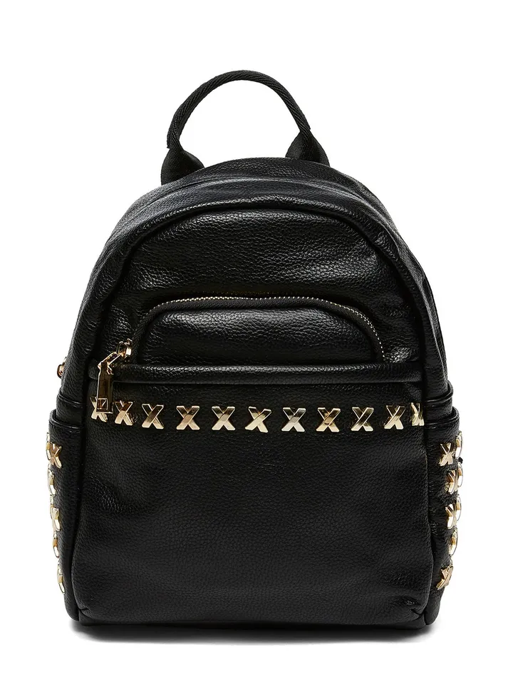 Faux Leather Fashion Backpack Black