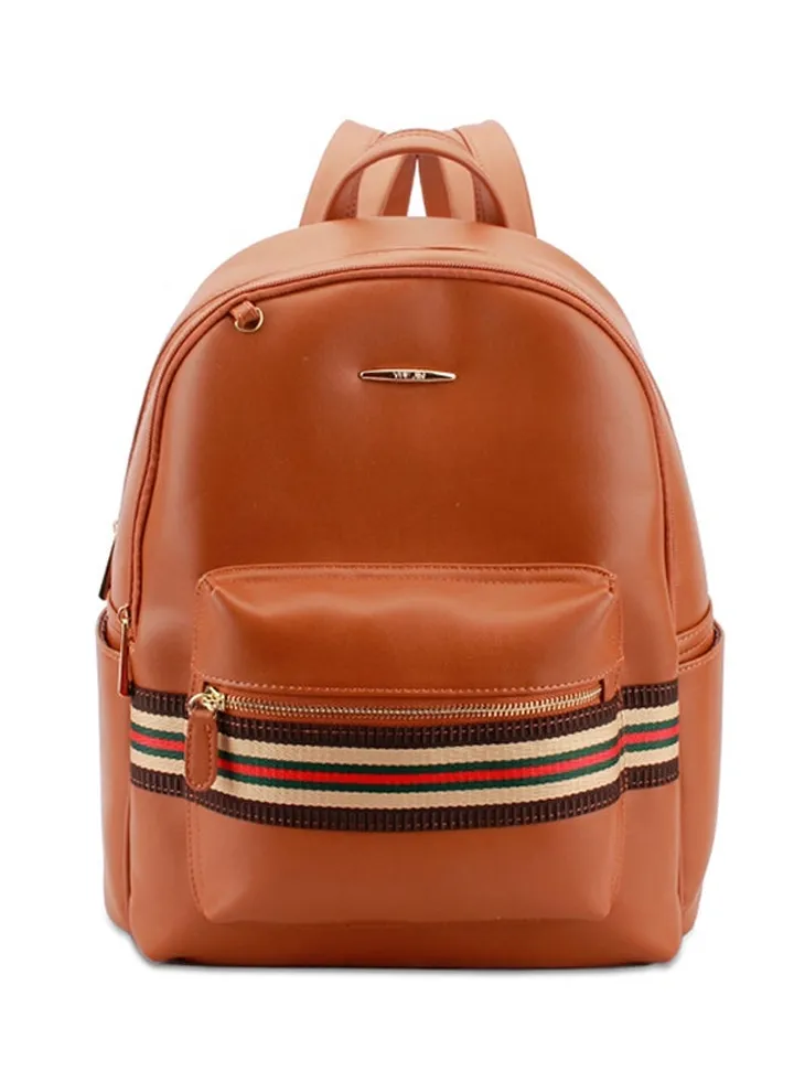 Faux Leather Fashion Backpack Brown
