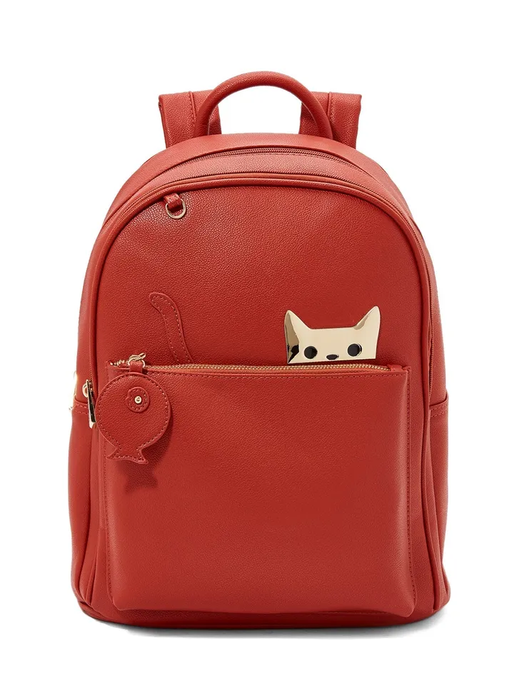 Faux Leather Backpack Orange