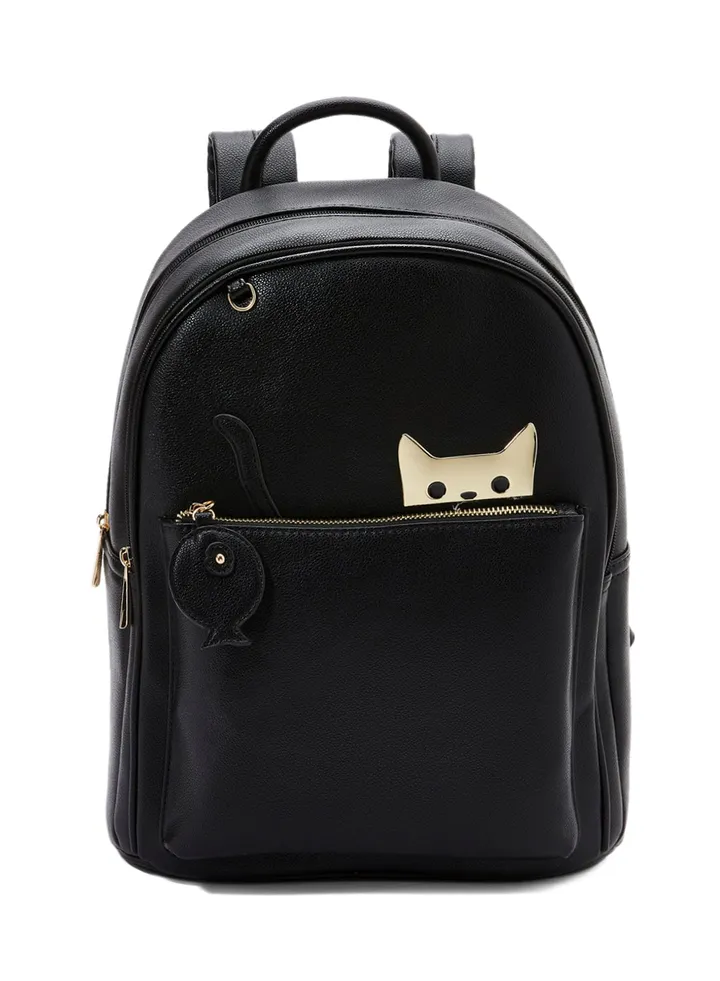 Faux Leather Backpack Black