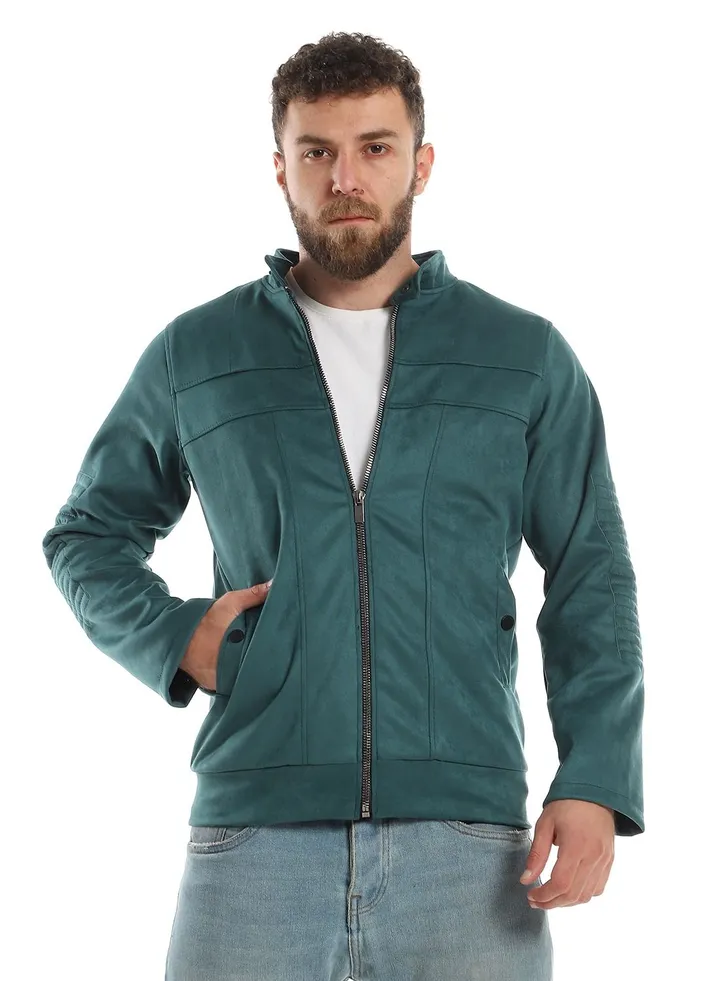 Mens Chamois Jacket With Zipper And Inner Lining