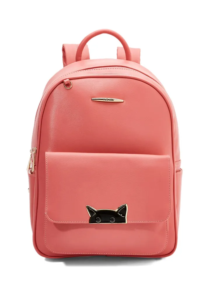 Faux Leather Backpack Red