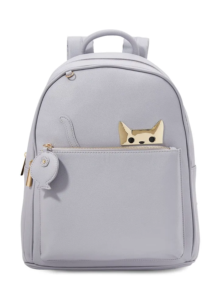 Faux Leather Backpack Grey