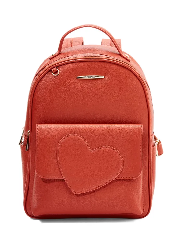 Faux Leather Backpack Orange