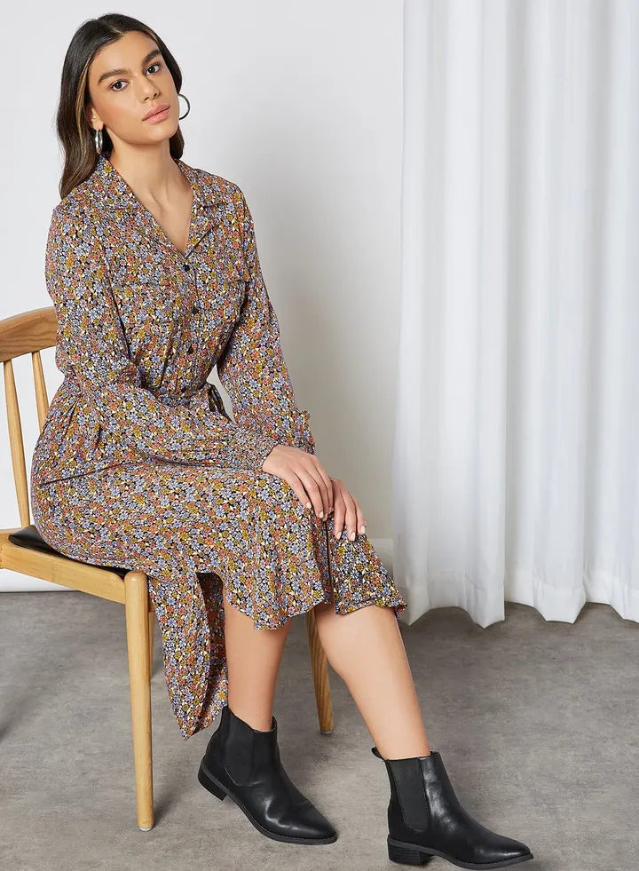 Floral Shirt Dress Kentucky Blue