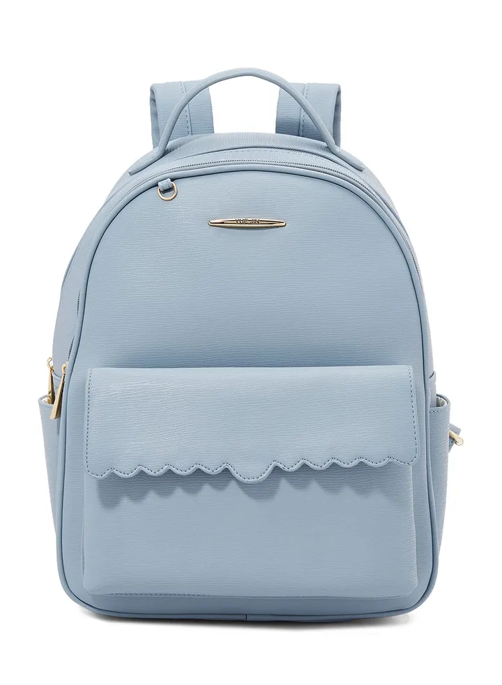 Faux Leather Backpack Blue