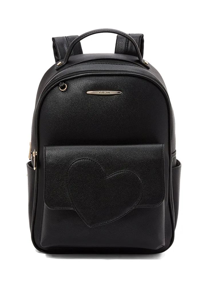 Faux Leather Backpack Black