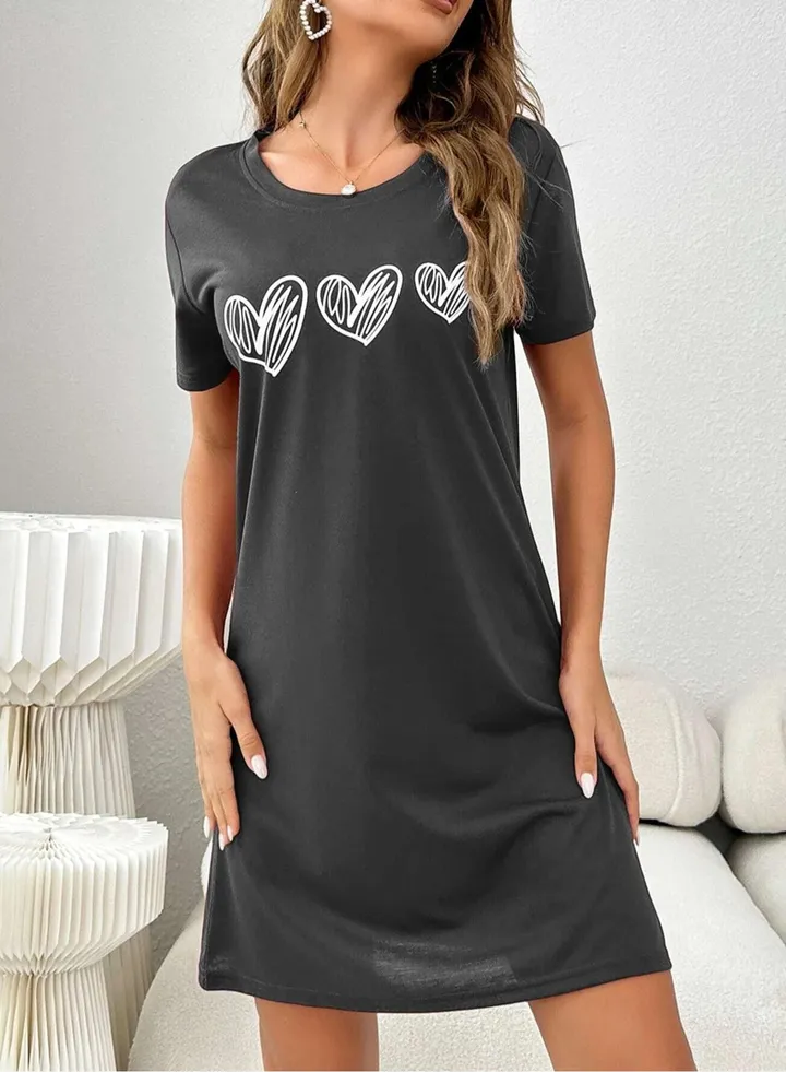 Mesery Sleepshirt Cotton Short Sleeves Printed