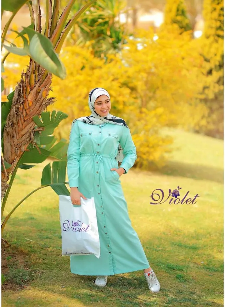 Turquoise Maxi shirt dress