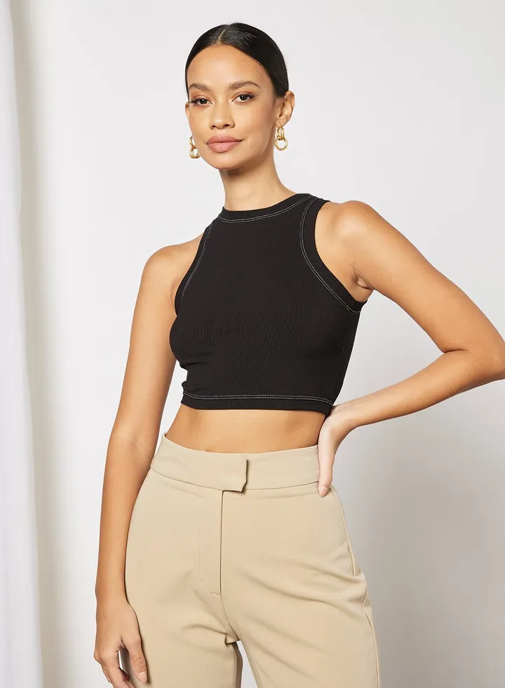 Sleeveless Crop Top Black