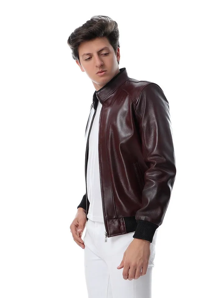 Top leather (T22) Men's Real Leather Bomber Casual Jacket