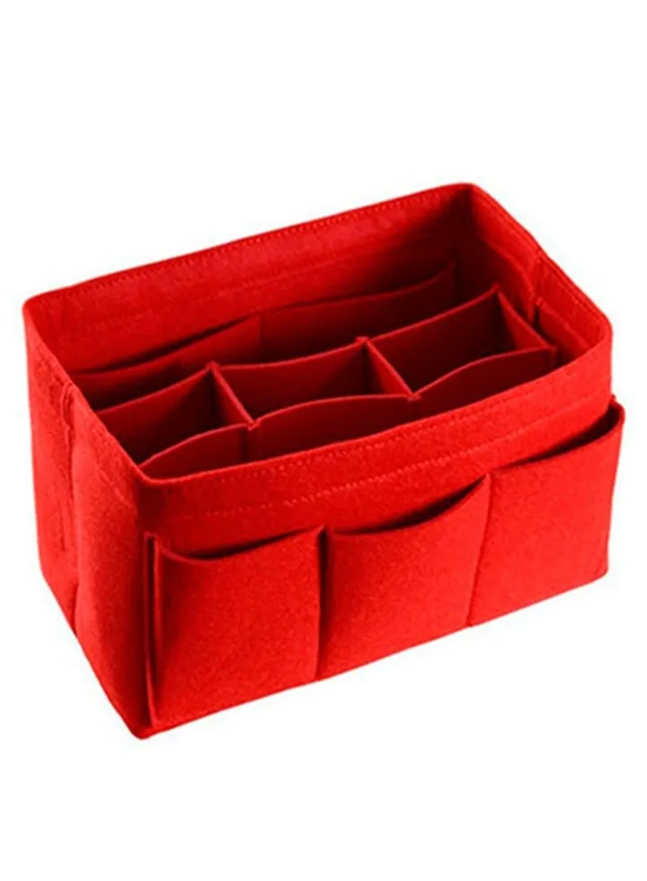 Purse Organizer Insert, Women Felt Bag Organizer Insert, Multi-Pocket Bag in Bag for Womens Handbag Travel Tote Hobo Bag Storage Purse Liner Divider for Any Brand Tote, Red