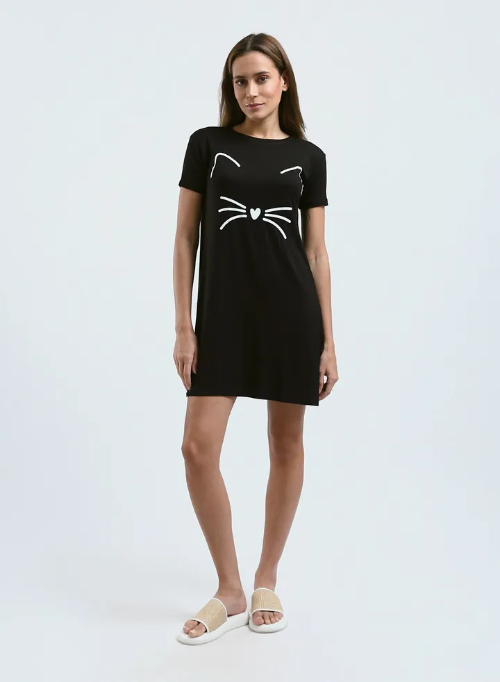 Sleepshirt Cotton Short Sleeves Printed