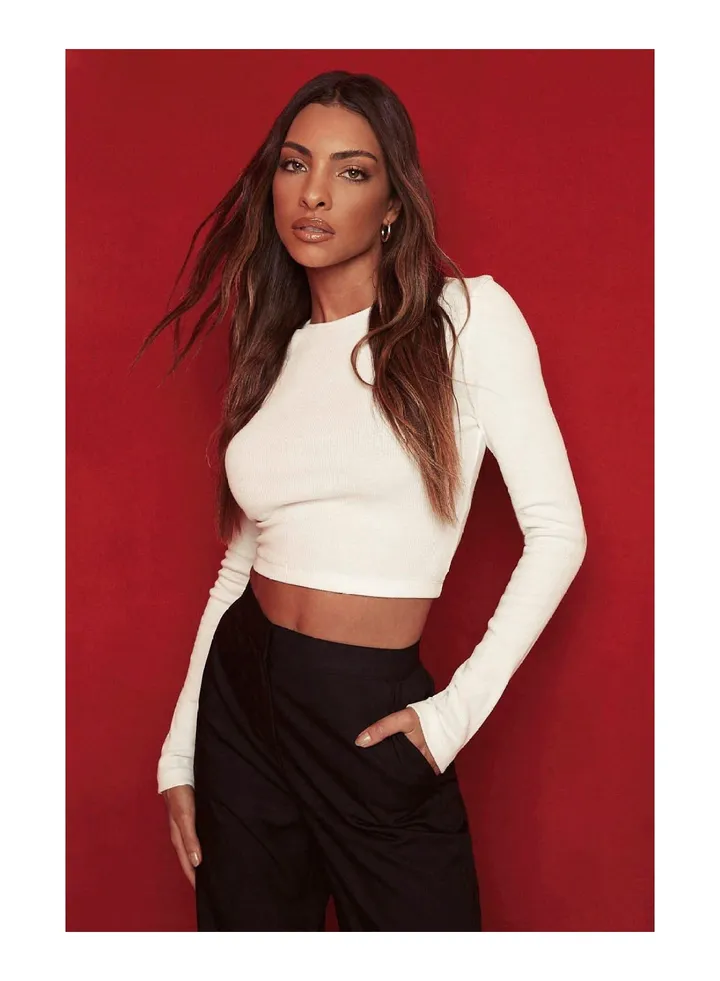 Long Sleeve Rib Crop Top