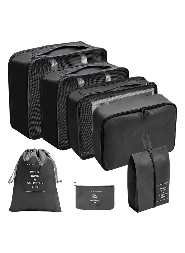 7 Piece Folding Travel Organizer Set Black