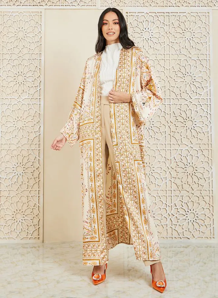 Paisley Bohemian Print Maxi Length Kimono