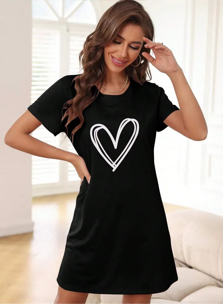 Mesery Sleepshirt Cotton Short Sleeves Printed