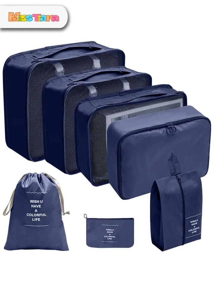 7-Piece Travel Organizer Folding Set Blue