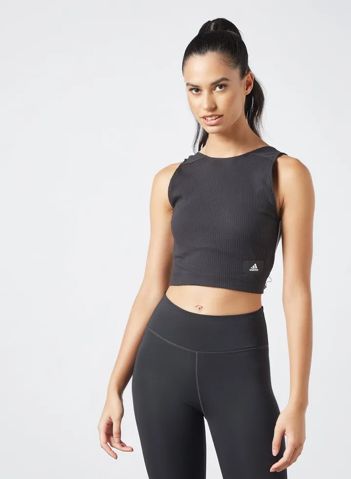 Ribbed Crop Tank Top Black