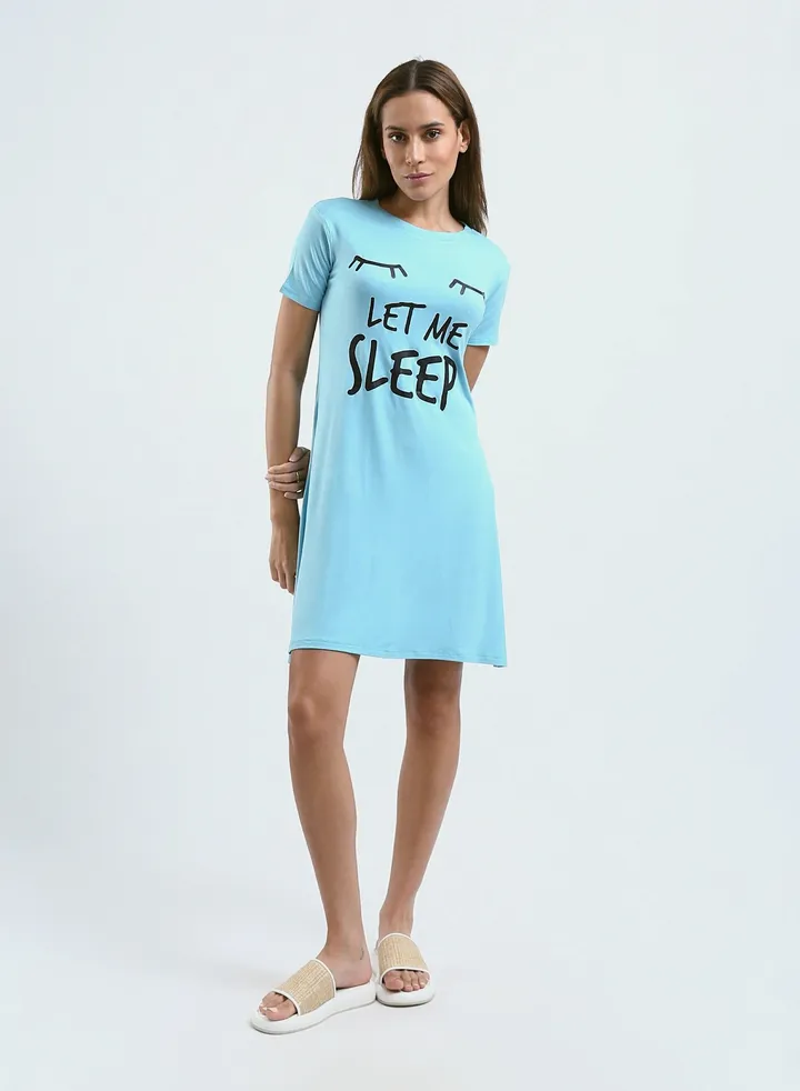 Sleepshirt Cotton Short Sleeves Printed