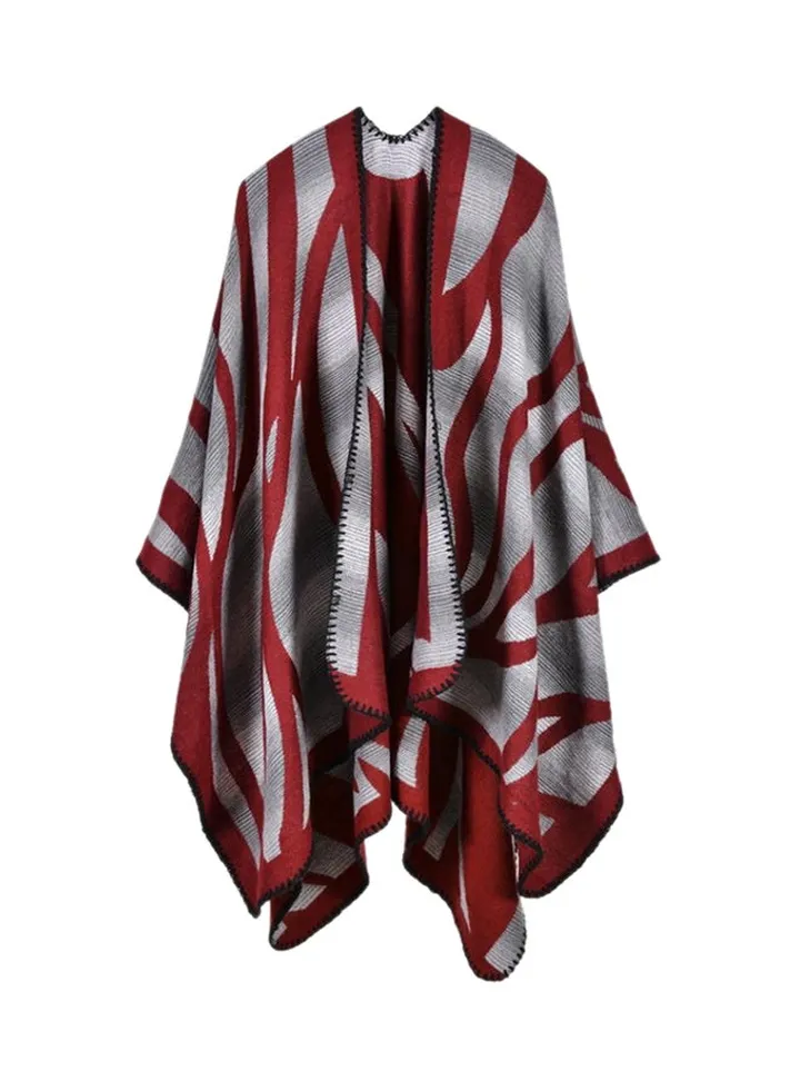 Camouflage Poncho Style Cape Red/Grey 