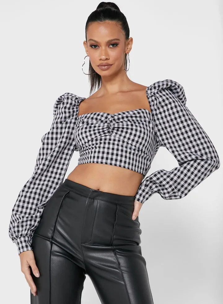 Balloon Sleeve Crop Top