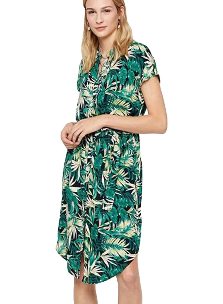 Nya Short Sleeve Shirt Dress Green/Black
