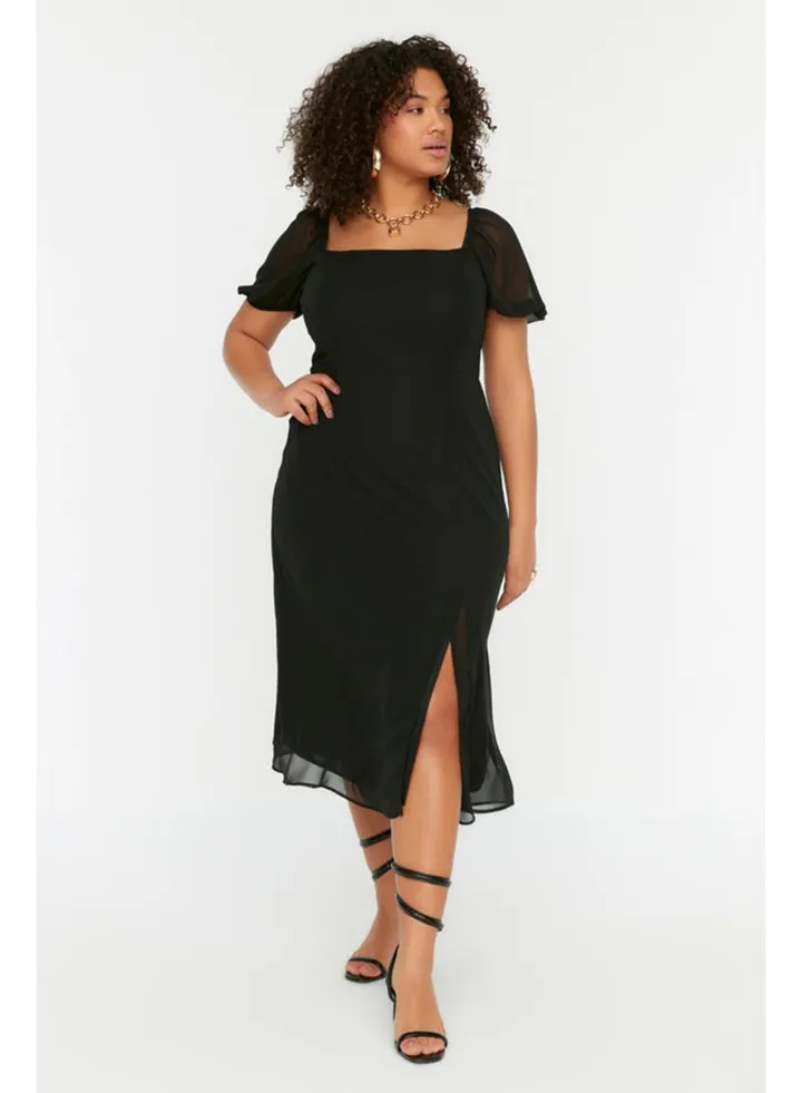 Black Woven Slit Dress TBBSS22AH0012