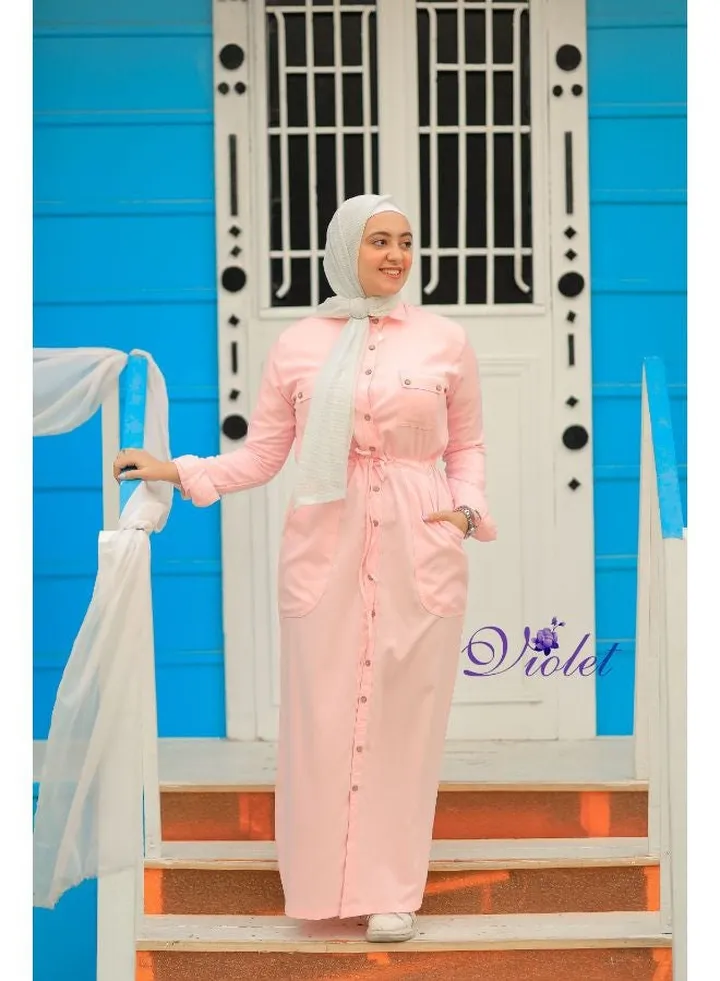 Pink Maxi shirt dress